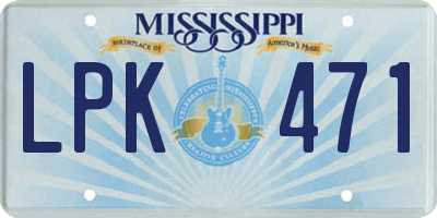 MS license plate LPK471