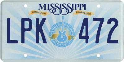 MS license plate LPK472
