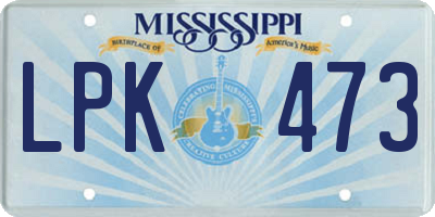 MS license plate LPK473