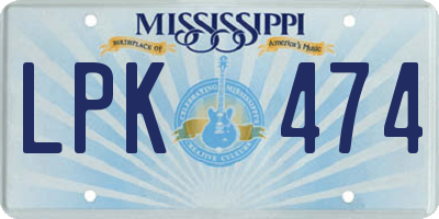 MS license plate LPK474