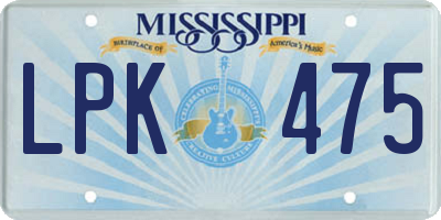 MS license plate LPK475