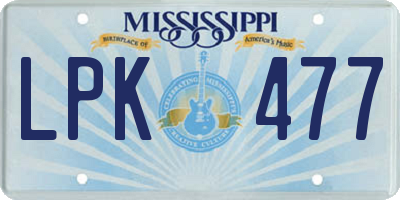 MS license plate LPK477