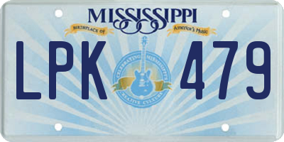 MS license plate LPK479