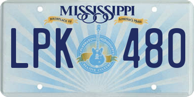MS license plate LPK480