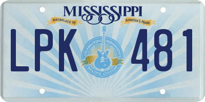 MS license plate LPK481