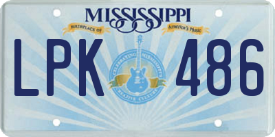 MS license plate LPK486