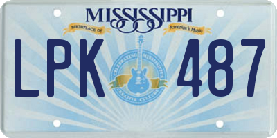 MS license plate LPK487