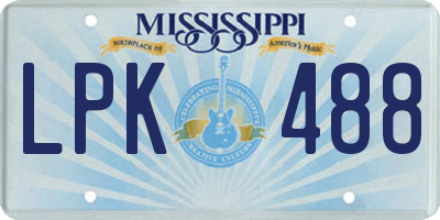 MS license plate LPK488