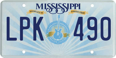 MS license plate LPK490