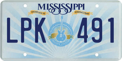 MS license plate LPK491