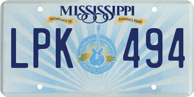 MS license plate LPK494