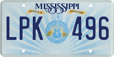 MS license plate LPK496