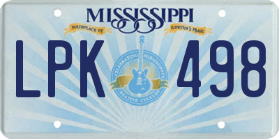 MS license plate LPK498