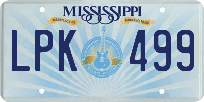 MS license plate LPK499