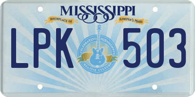 MS license plate LPK503