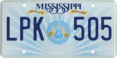 MS license plate LPK505