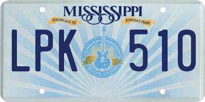 MS license plate LPK510