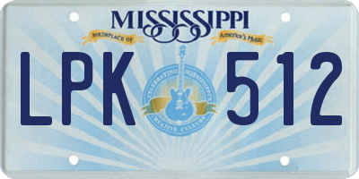 MS license plate LPK512