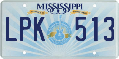 MS license plate LPK513