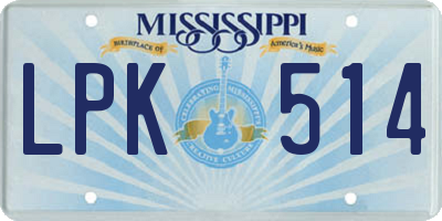 MS license plate LPK514