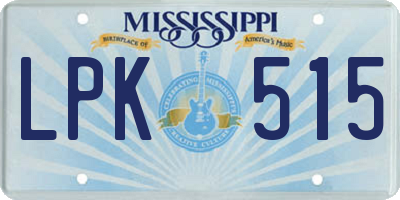 MS license plate LPK515