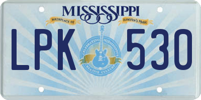 MS license plate LPK530
