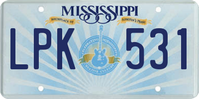MS license plate LPK531