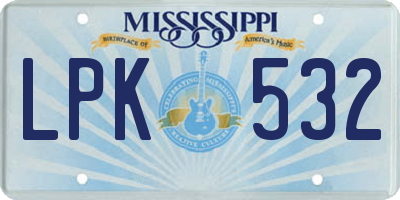 MS license plate LPK532