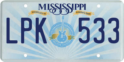 MS license plate LPK533