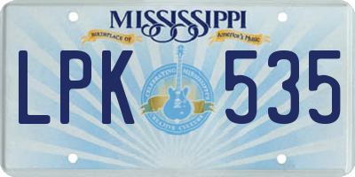 MS license plate LPK535