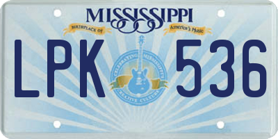 MS license plate LPK536