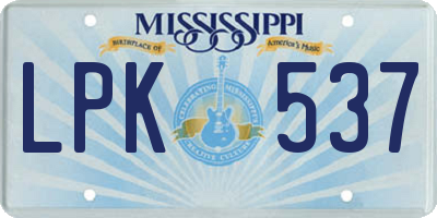 MS license plate LPK537