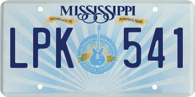 MS license plate LPK541