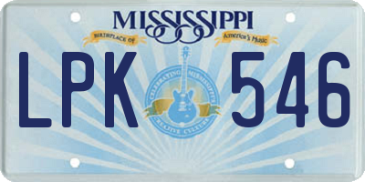 MS license plate LPK546