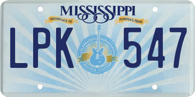 MS license plate LPK547