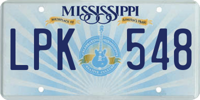 MS license plate LPK548