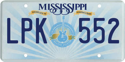MS license plate LPK552
