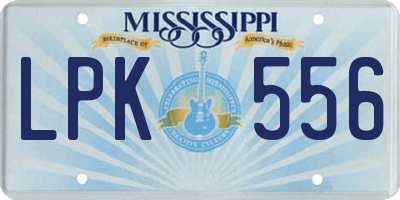 MS license plate LPK556