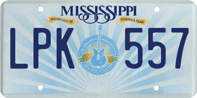 MS license plate LPK557