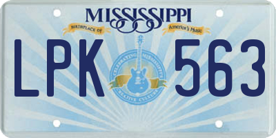 MS license plate LPK563