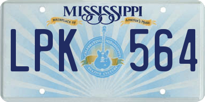 MS license plate LPK564