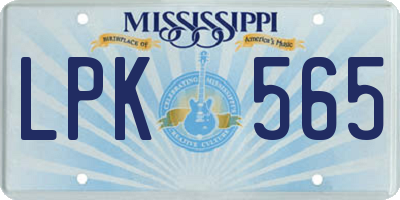 MS license plate LPK565