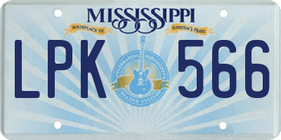 MS license plate LPK566