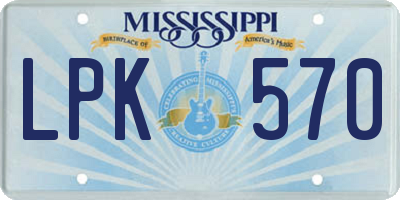 MS license plate LPK570