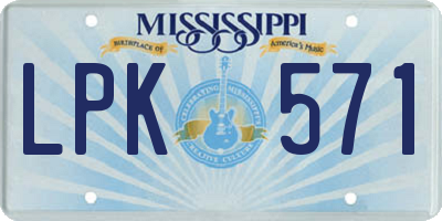 MS license plate LPK571