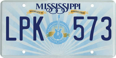 MS license plate LPK573