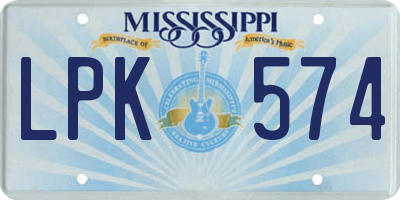 MS license plate LPK574