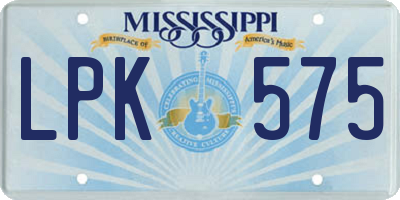 MS license plate LPK575