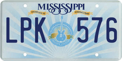 MS license plate LPK576
