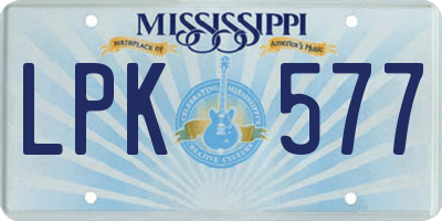 MS license plate LPK577